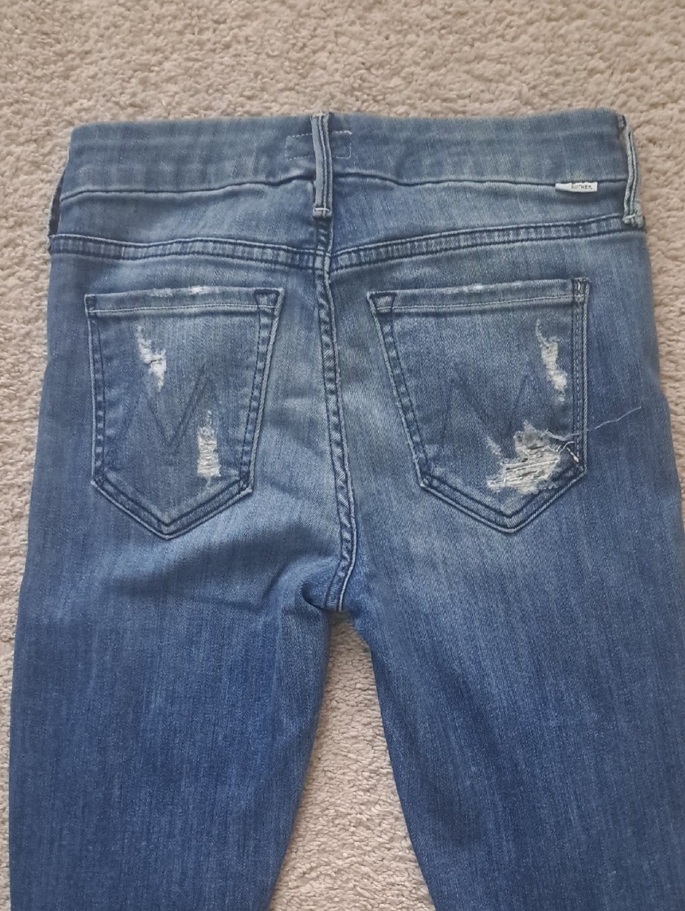 MOTHER Distressed Blue Skinny Jeans Size 24 - Picture 9 of 13